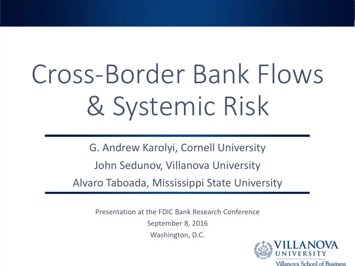 cross border bank flows systemic risk