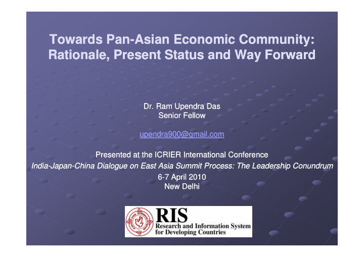 towards pan towards pan asian economic community asian