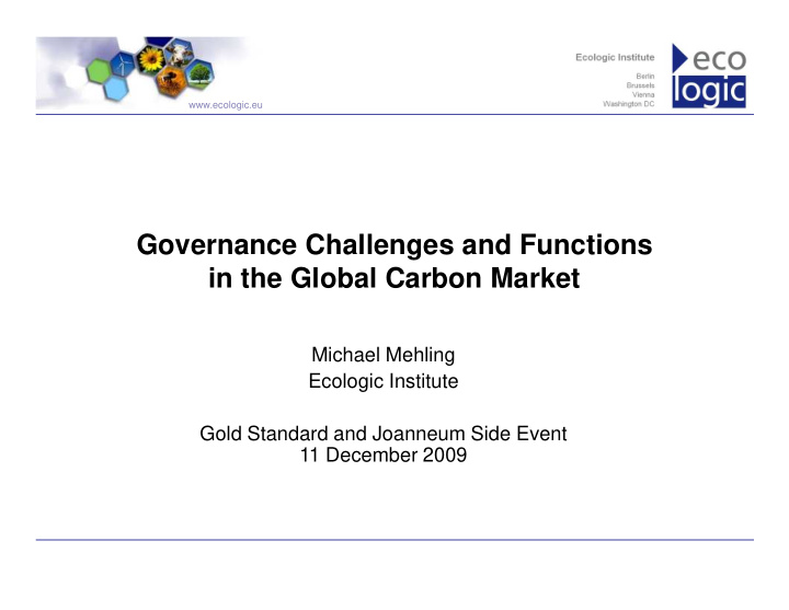 governance challenges and functions in the global carbon