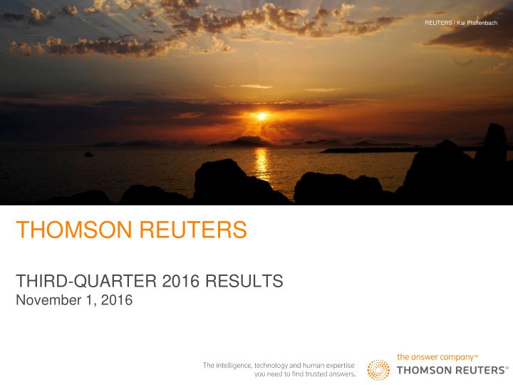 third quarter 2016 results november 1 2016 agenda welcome