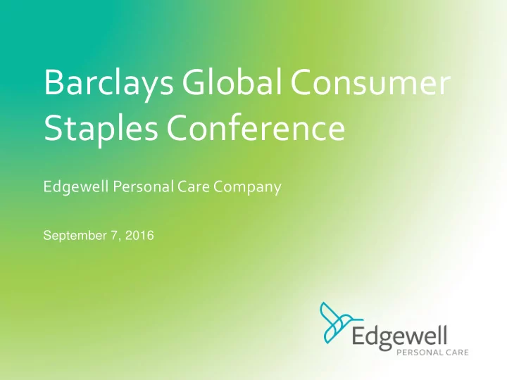 barclays global consumer staples conference
