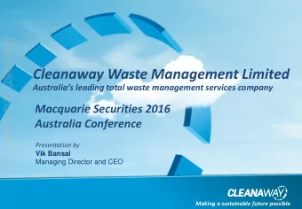 Cleanaway Waste Management Limited  Australias leading total waste management services company