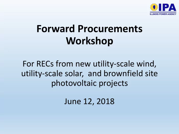 forward procurements