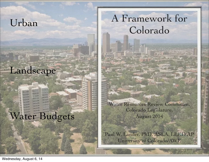 a framework for