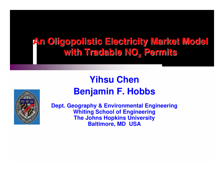 an oligopolistic oligopolistic electricity market model