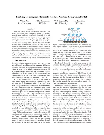 Enabling Topological Flexibility for Data Centers Using OmniSwitch  Yiting Xia  Mike Schlansker  T.