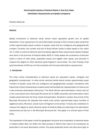 Exa  Examining  ining Boun  oundari  daries of Elec  of Electoral  toral Wards in  ards in Kwa