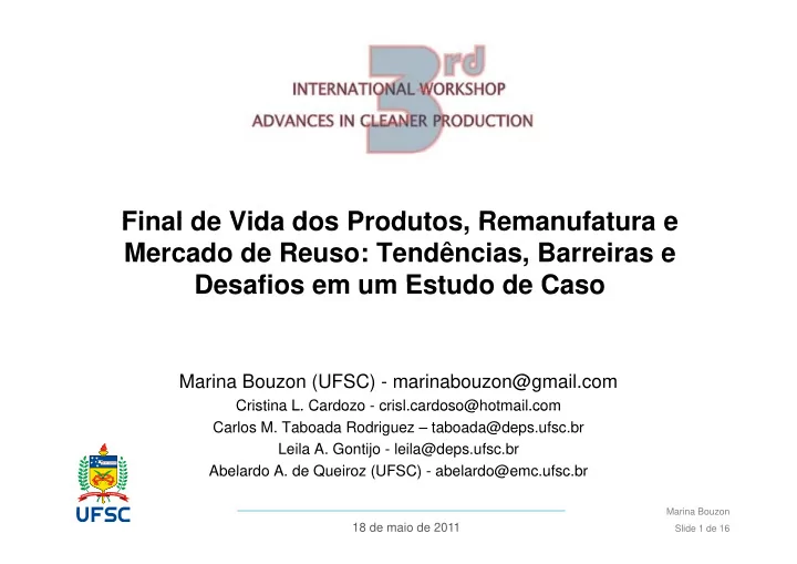 final de vida dos produtos remanufatura e final de vida