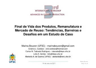 Final de Vida dos Produtos Remanufatura e  Final de Vida dos Produtos, Remanufatura e  Mercado de