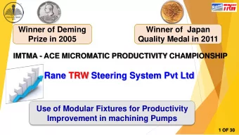 Rane TRW Steering System Pvt Ltd  Use of Modular Fixtures for Productivity  Improvement in
