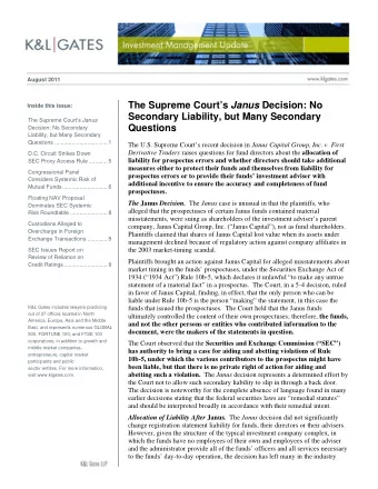 The Supreme Courts Janus Decision: No  Inside this issue:  Secondary Liability, but Many