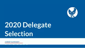 2020 Delegate  Selection  Process  A BRIEF SUMMARY  Delegate Selection  Overview  MAIN TOPICS