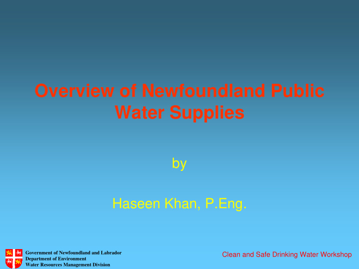 overview of newfoundland public water supplies