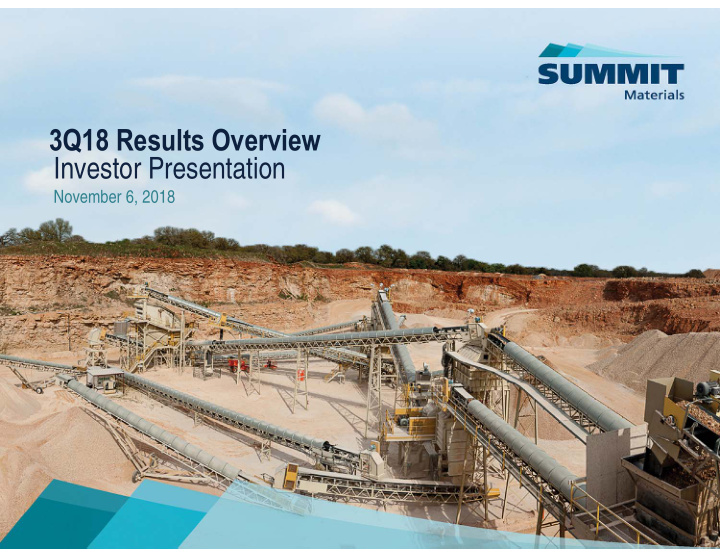 3q18 results overview investor presentation