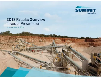 3Q18 Results Overview  Investor Presentation  November 6, 2018  Legal Disclaimer  Forward-Looking