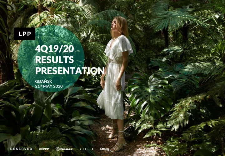 4q19 20 4q19 20 re result sults s pr presenta esentation