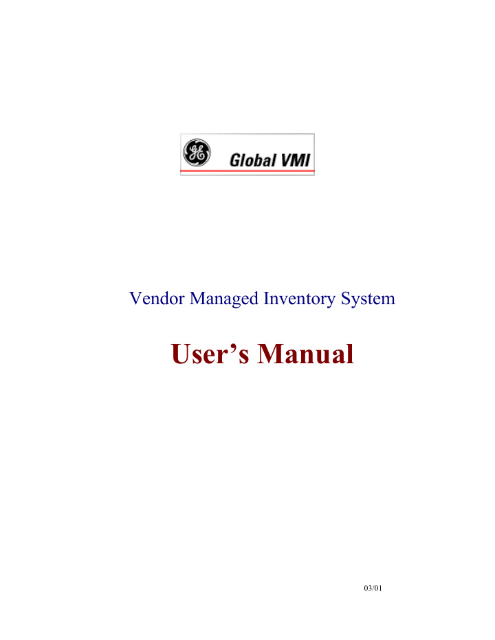 vendor managed inventory system user s manual 03 01
