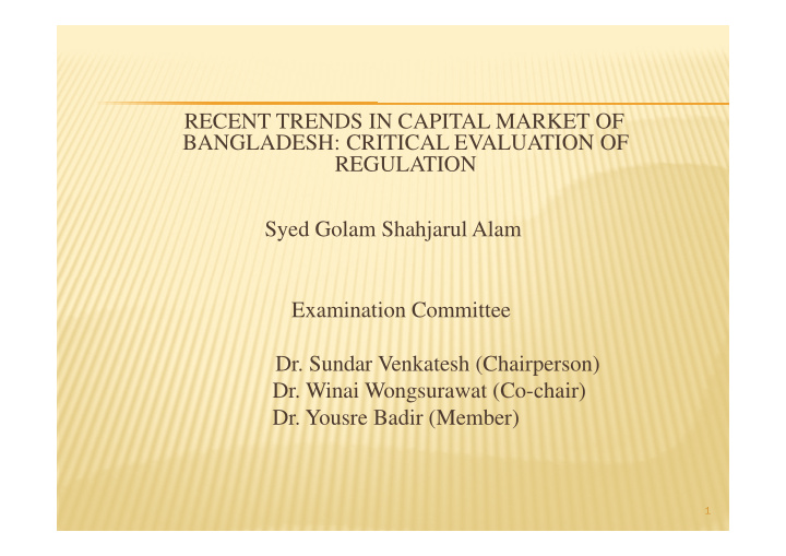 recent trends in capital market of bangladesh critical