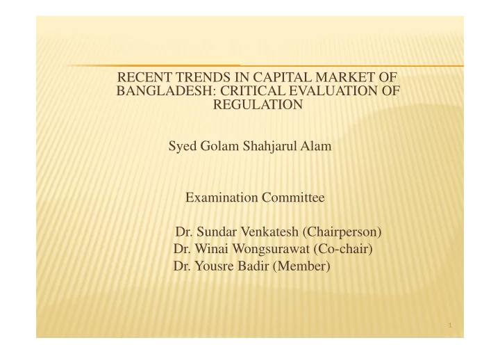 recent trends in capital market of bangladesh critical