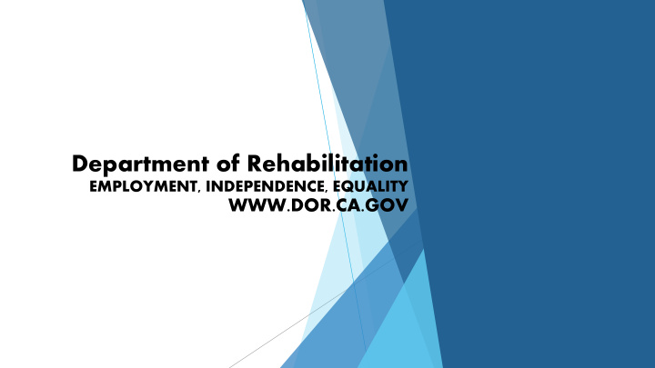 department of rehabilitation