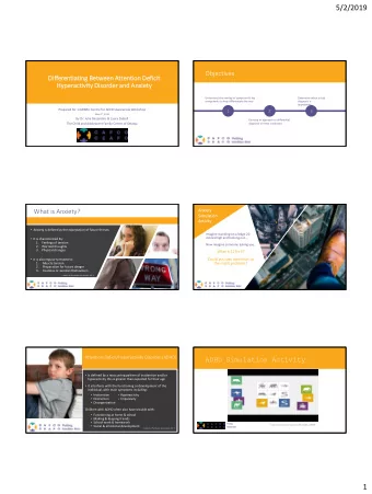 5/2/2019  Objectives  Differentia  iating Be  Between Attention Defic  icit  it  Hyp  yperactivit