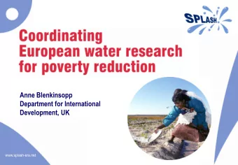Anne Blenkinsopp  Department for International  Development, UK  Coordinating European water
