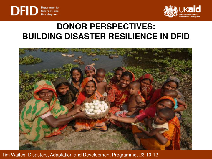 donor perspectives building disaster resilience in dfid