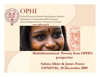OPHI  Oxford Poverty &amp; Human Development Initiative  Department of International Development