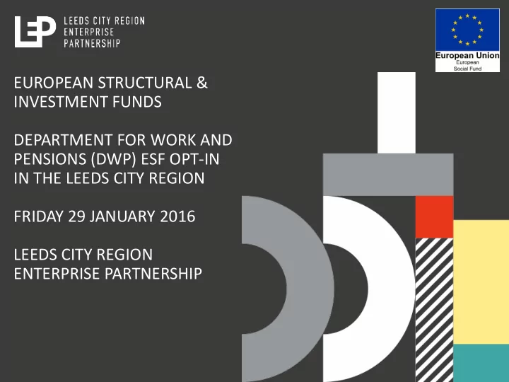 european structural investment funds department for work