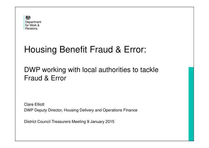 housing benefit fraud error