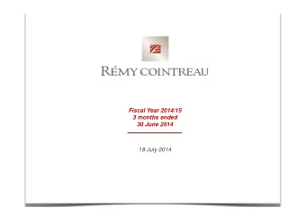 Fiscal Year 2014/15  3 months ended  30 June 2014  18 July 2014  Q1 2014/15 Sales Analysis  m