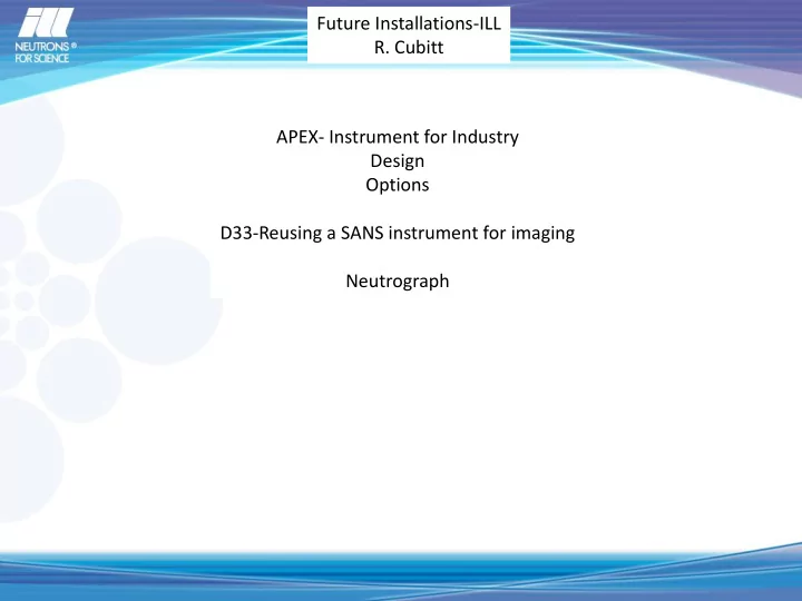 future installations ill r cubitt apex instrument for