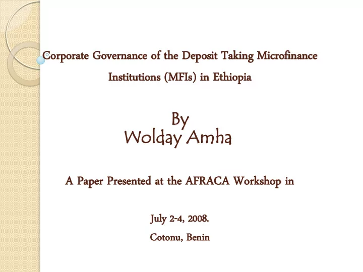 corporate porate go governance rnance of f the deposit