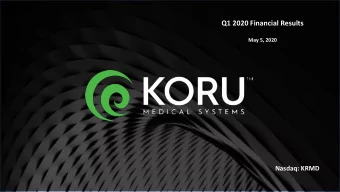 Q1 2020 Financial Results  May 5, 2020  Nasdaq: KRMD  DISCLAIMER / NON-GAAP MEASURES  This