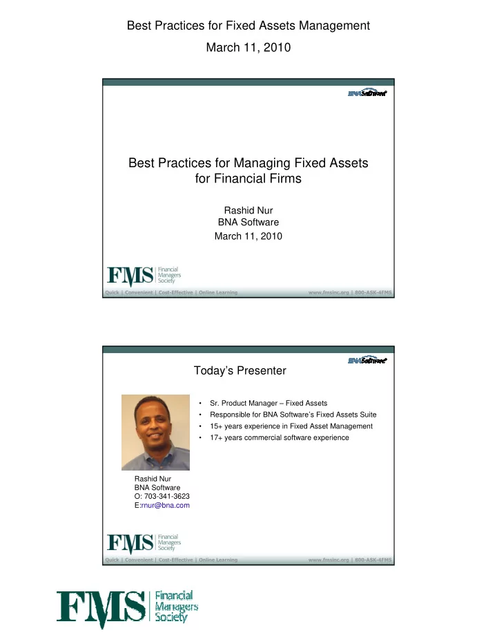 best practices for managing fixed assets for financial