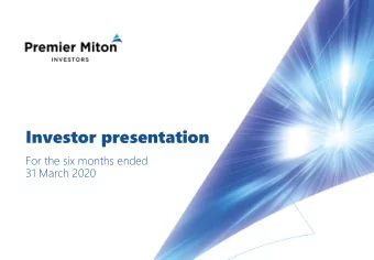 Investor presentation  For the six months ended  31 March 2020  HIGHLIGHTS  AuM  MERGER  PRODUCT