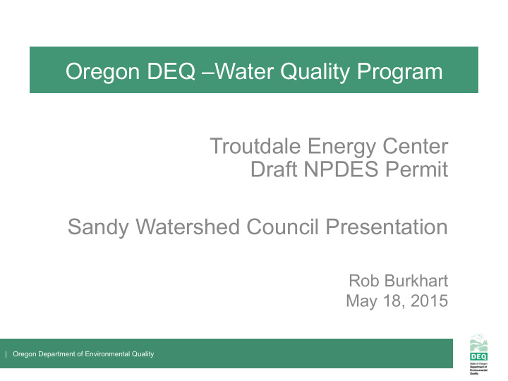oregon deq water quality program