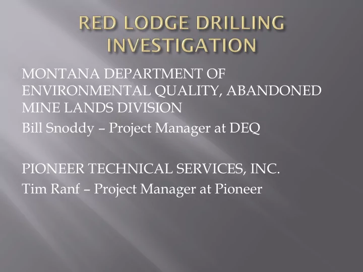 montana department of