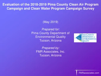 Evaluation of the 2018-2019 Pima County Clean Air Program  Campaign and Clean Water Program