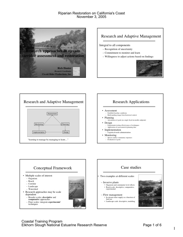 research and adaptive management