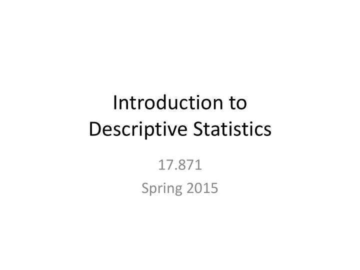 descriptive statistics