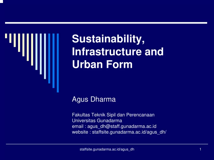 sustainability infrastructure and urban form
