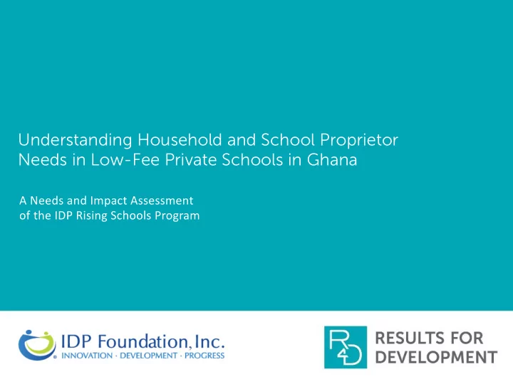 understanding household and school proprietor needs in