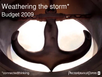 Weathering the storm*  Budget 2009  PwC  *connectedthinking  Market capitalisation of banks