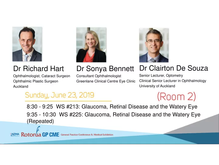 dr clairton de souza dr richard hart dr sonya bennett