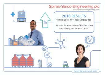 2018 RESULTS YEAR ENDED 31 ST DECEMBER 2018  Nicholas Anderson (Group Chief Executive)  Kevin Boyd