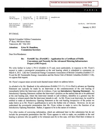 FARRIS  January 4,2013 - 2- written form by January 24, 2013. In advance of seeing any filing that