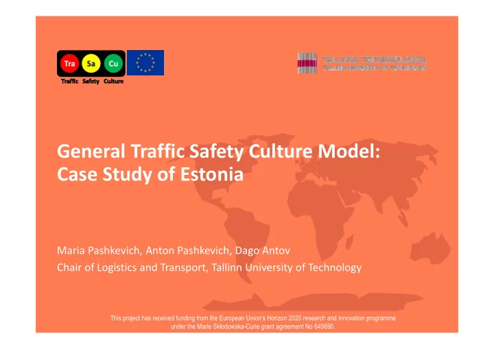 general traffic safety culture model case study of estonia