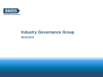 Industry Governance Group  06/03/2019  IGG Agenda 10:30  10:35  Minutes from Previous IGG