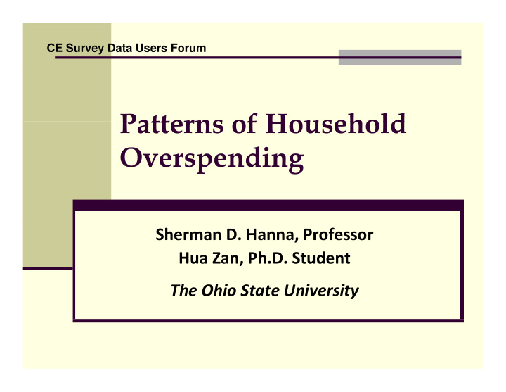 patterns of household patterns of household overspending